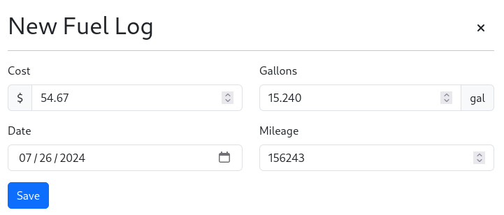 Create a fuel log